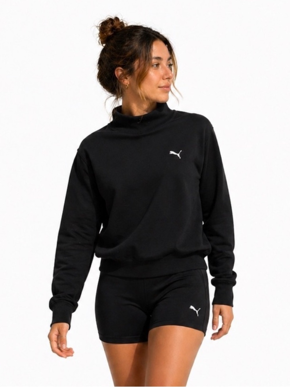NWT BLACK Puma HER High Neck Crew Sweatshirt - Size Medium